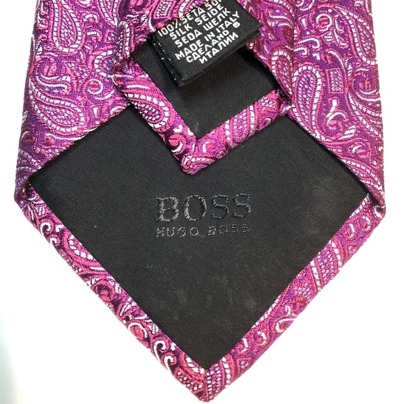 Hugo Boss Purple Paisley Classic Tie - Picture 2 of 6